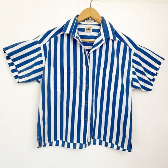 Lee Blue & White Striped Resort Shirt Relaxed boxy fit 1size 0 - Picture 1 of 10